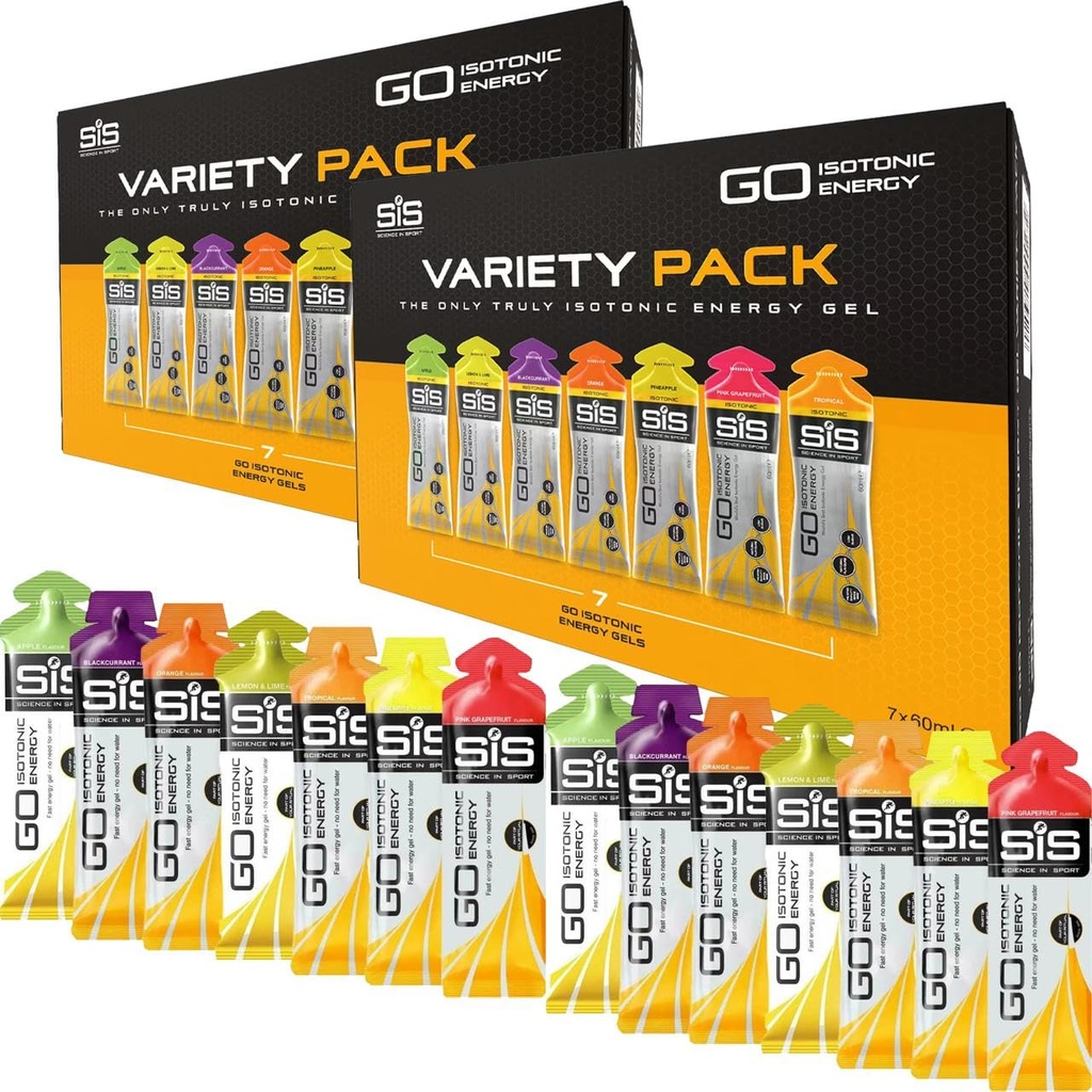 SiS Science I Sport Running Energy Gels, Full av Electrolytes, God for Hydration, Flavor Variety Pack, Vegan, Gluten & Dairy Free, 14 x 60 ml, Orange