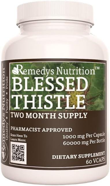 Remedys ernæring velsignet Thistle | 1000 mg, 60 Vegan Kapsler Herbal kosttilskudd | To måneders forsyning