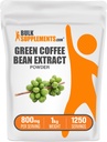 BulkSupplements Grønn Kaffebønne Ekstrakt pulver - Grønn Kaffebønne Supplements - Energistøtte, Glutenfri, 800 mg per servering, 1kg (2,2 lbs) (Pack of 1)