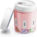 Daviky Pille Flaske Arrangør, Supplement Organizer med 7 store sammenligninger, Reisepiller runde pille boks med to Lids(Pink+ Hvit)