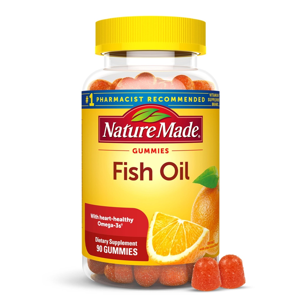 Naturlaget fiskeolje Omega 3 gummier, Omega 3 fiskeolje kosttilskudd, sunn hjerte støtte, 90 gummier, 45 dagers forsyning