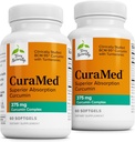 Terry Naturally CuraMed 375mg - Antioksidant Supplement for Hjerne & Immune Helse Support - Diett Supplement med Curcumin & Turmeric Essential Oil - Herbal Liver Support - 60 Softgels (Pack of 2)
