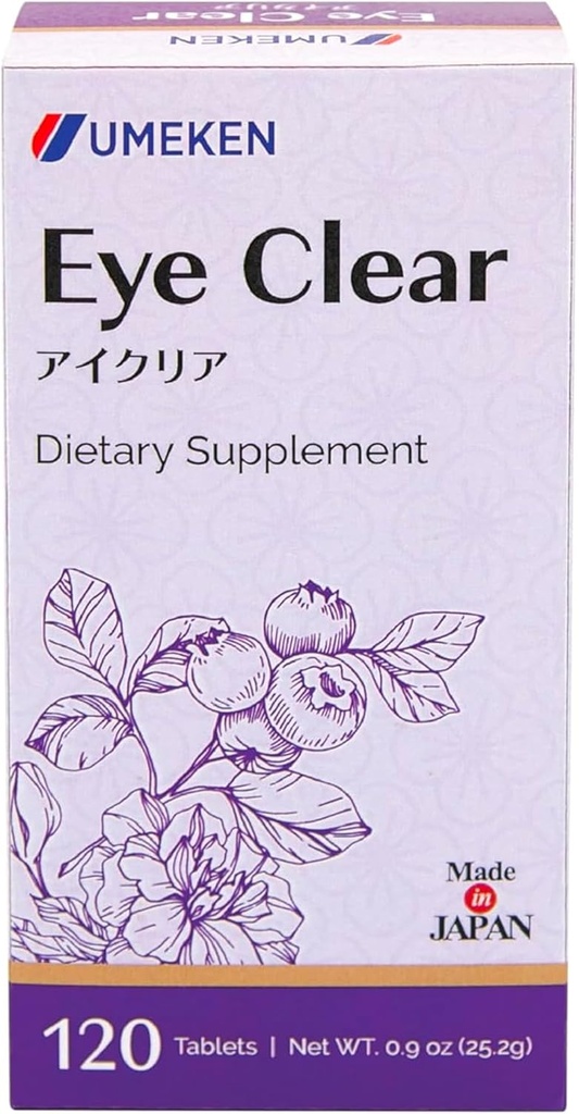 Omeken Eye Clear Dietary Supplement, Blåbær Ekstrakt, Lutein, Zeaxanthin, Ginkgo, Visjon kosttilskudd for voksne, Øyevitaminer, 2 måneders forsyning, 120 tabletter, Pakke med 120