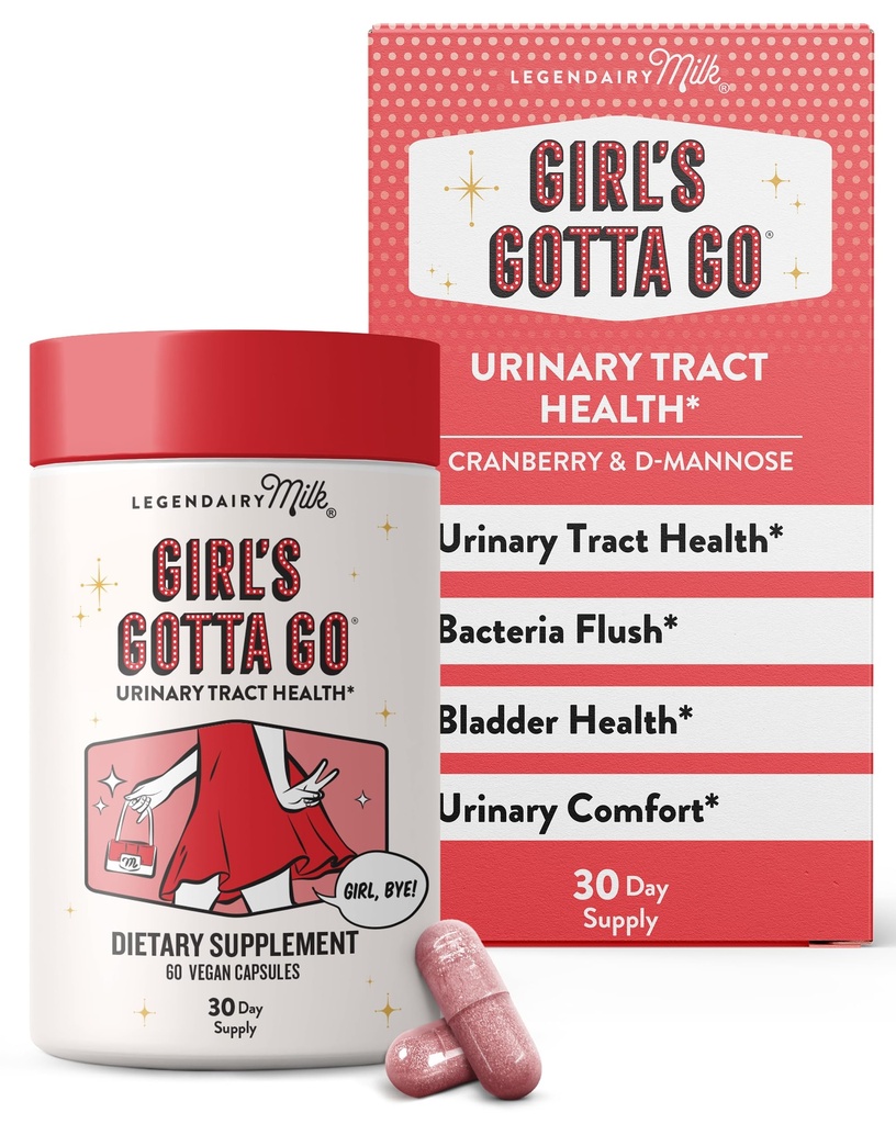 Legendairy Melk Jente 's Must GoTM - UTI Support Supplement - Urinal Tract Helse for kvinner - UTI Relief for kvinner med sukkerfri tranebær og D-Mannose, 30 Services