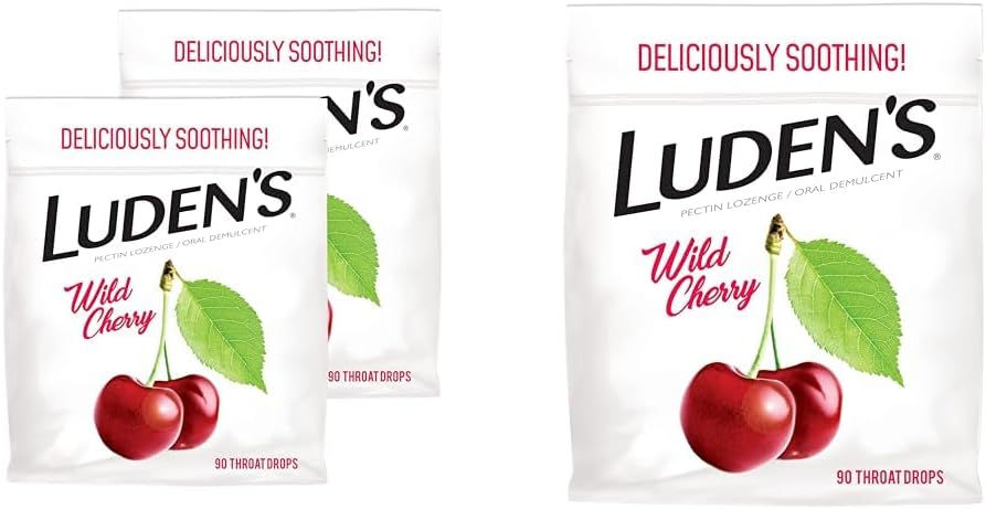 Ludens Wild Cherry Throat dråper, pakke med 2, 90 dråper hver for Sore Throat Relief