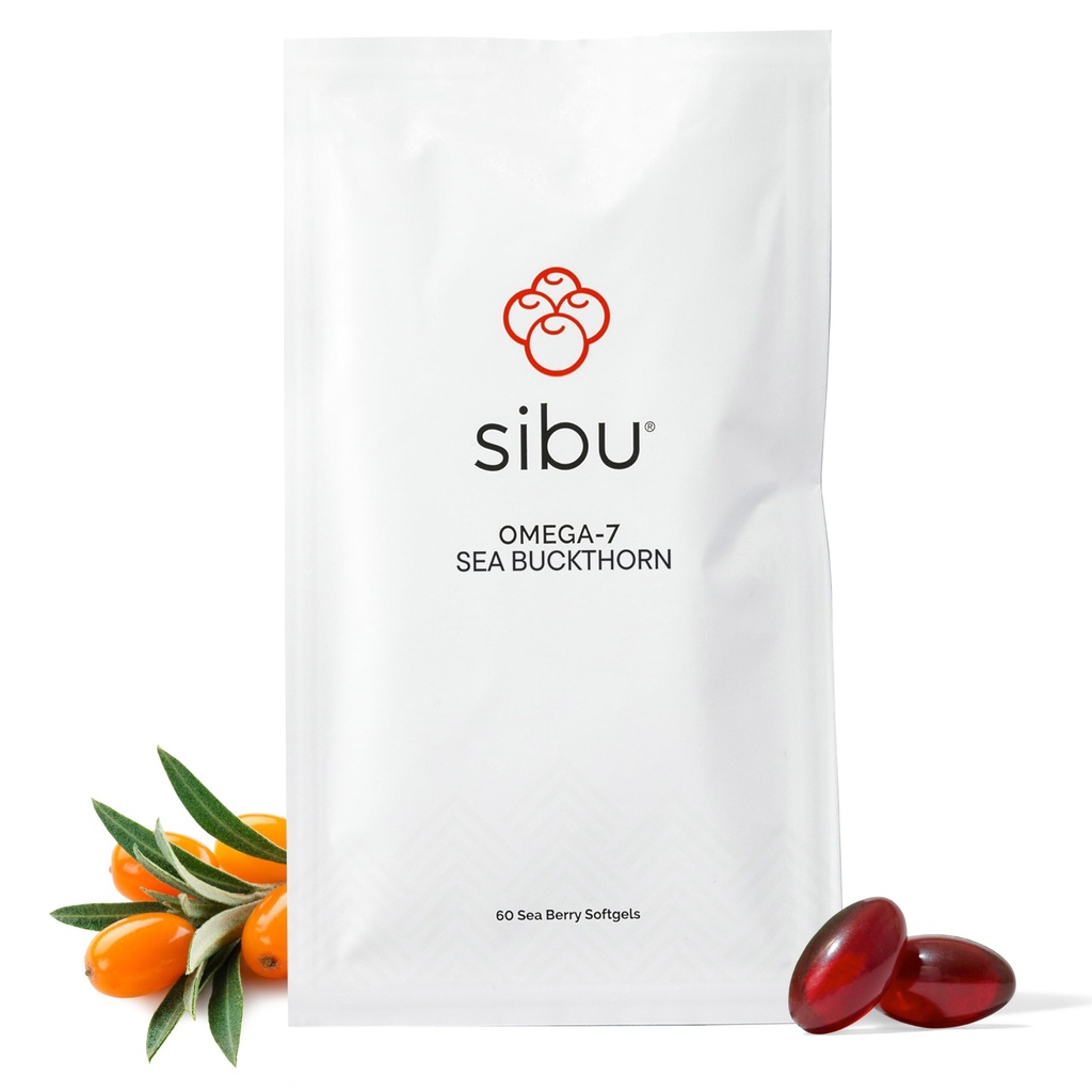 sibu Sea Buckthorn Omega-7 Softgels (30-dagers påfyllssachet) - Supplement for sunn hud, hår, negler og tørrhet
