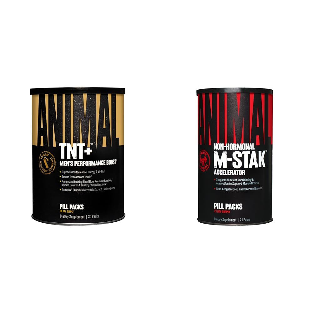 Dyr TNT+ Test Booster & M-Stak Muscle Building Stack for menn - 21 greve