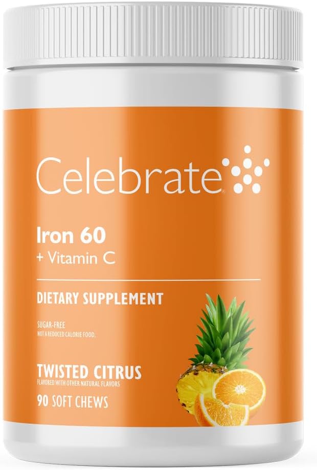 Kjenne vitaminer Jern Supplement med 60 mg jern og vitamin C – Citrus Chewables for bariatriske pasienter, gastrisk bypass og erme gastrektomi støtte – 30 tabletter for post-surgery helse vedlikehold