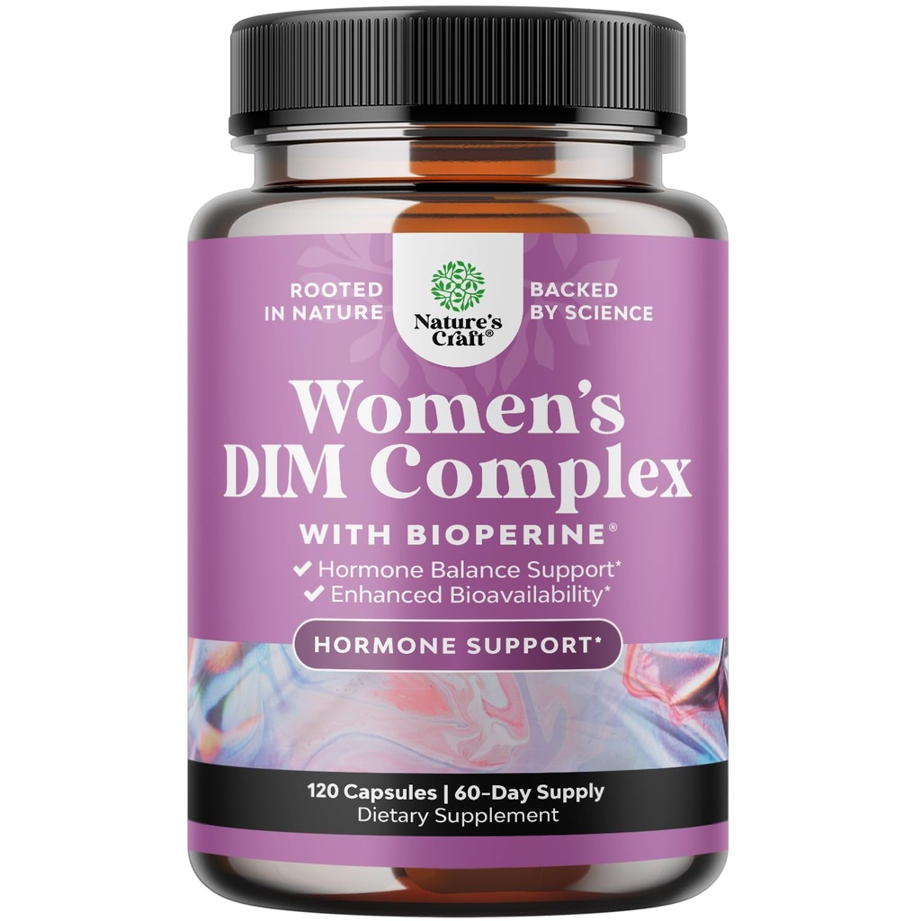 Natures Craft Potent DIM Supplement for kvinner - Hormon Balance for kvinner med DIM og svart Pepper Menopause Støtte og PMS Relief - Menopause Supplements Ekstra styrke 300mg per servering