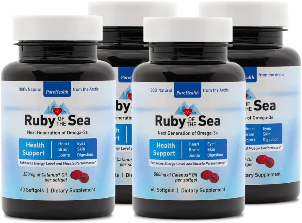 Marine Oil Supplement - Alle naturlige Calanus olje, Astaxanthin, Omega-3 og fettsyrer - hjerte og hjerne Helse ernæringstilskudd - 4 Pack