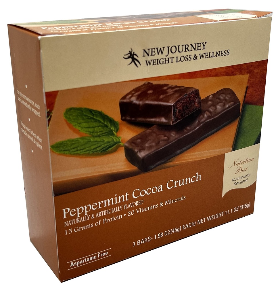 Peppermynt Cocoa Crunch Bar - Ny reise vekttap og velvære - høy protein ernæringsbar (7 barer/boks)