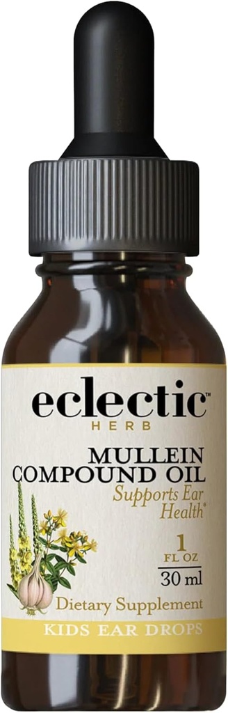 Eklektisk urt - Mullein forbindelse olje barn | støtter ørehelse | Ikke-GMO, Glutenfri (1 fl oz | 30 ml)
