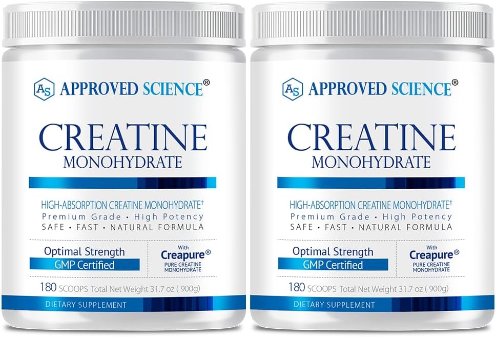 Godkjent vitenskap Kreatin Monohydrat pulver med BioPerine - støtter lean muskelvekst og gjenoppretting - 360 serveringer - 5000 mg Per servering - ikke-GMO, Vegansk
