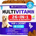 Hund Multivitamin Chewable med glukosamin 26 i 1 - Hundevitaminer og kosttilskudd - Senior & valp Multivitamin for hunder - Pet Joint Support Helse - Immunitet, mobilitet, Gut Skin - 120 Chews