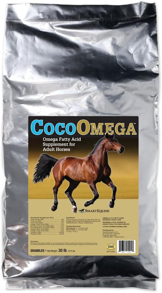 SmartEquine CocoOmega Granular | Hest Kosttilskudd for Hud, Hoof, & Coat Helse | Omega-3 fettsyrer | 30 LB