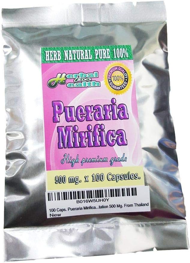 100 Caps. Pueraria Mirifica pulver rot ren 100% bryst augmentasjon 500 mg fra Thailand