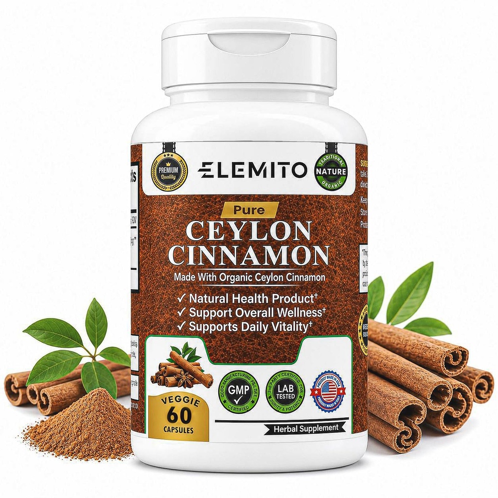 Organiske kanelkapsler, energi, hjerte og metabolisme Støtte, Certified Organic Ceylon Cinnamon piller, ikke-GMO, Vegan, Glutenfri - 60 Kapsler