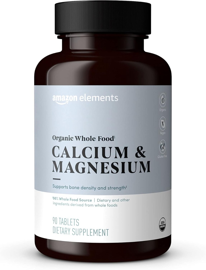 Elementer - Økologisk Hele mat Kalsium & Magnesium, Vegansk, Glutenfri, 90 tabletter