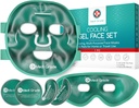 Medi Grade Kjøle Ice Face Mask og Kjøle Øyemaske for Puffy Eyes & Migraine Relief - Selvpleie Face Ice Pack med ChillGel Face Ice Mask Technology - Kjøle ansiktsmaske, Øye Pads og Bag