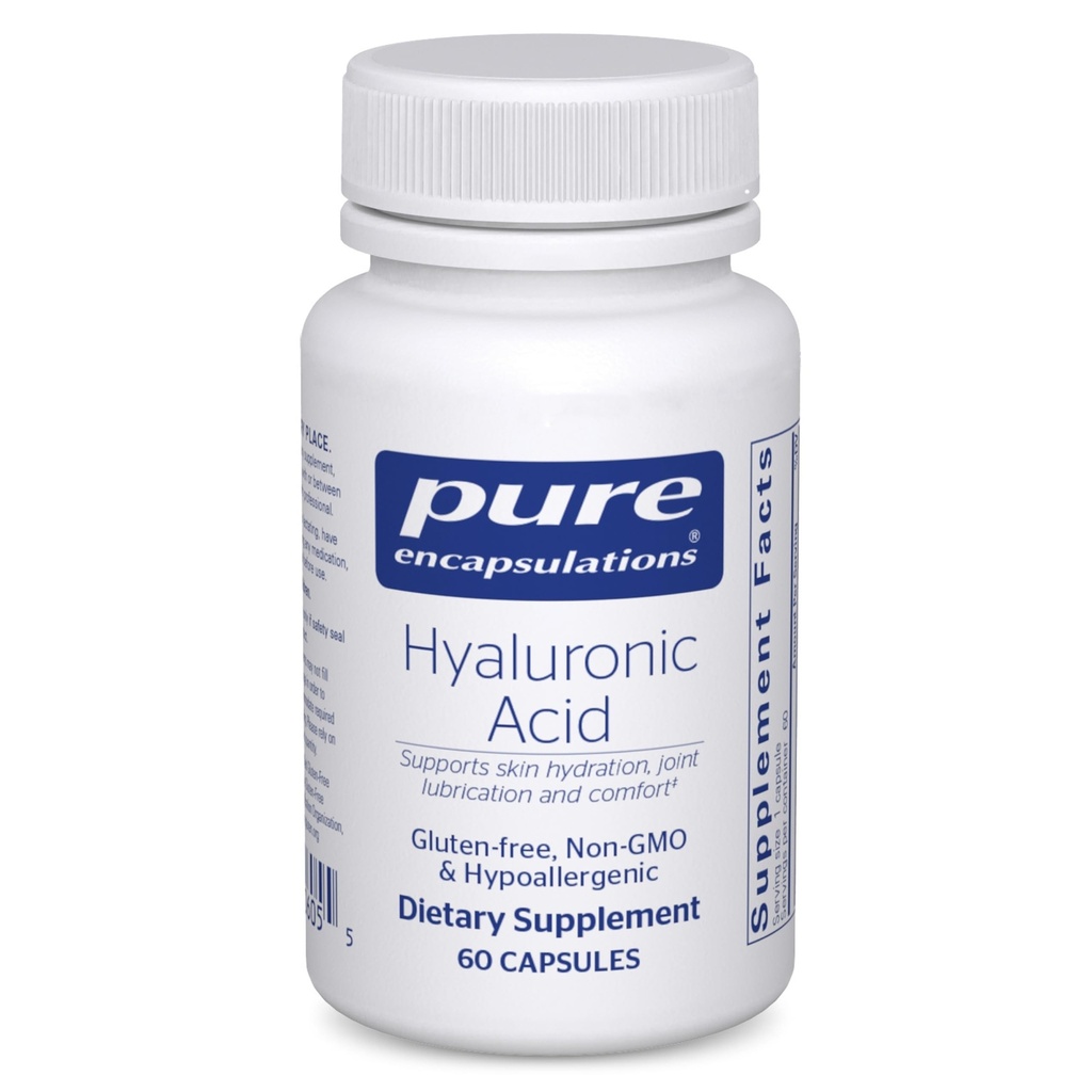 Ren innkapslinger Hyaluronsyre - for hudhydrasjon, felles lubrisering og felles helse* - Effektiv absorpsjon - Glutenfri - Vegan & ikke-GMO - 60 kapsler