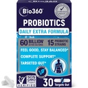 Ekstra styrke probiotika for digestiv helse og immun støtte, 60 milliarder CFU & 15 Strains, Gut Health Probiotika for menn og kvinner støtter anledningssykdommer, diarre, gass og blotting, 30CT