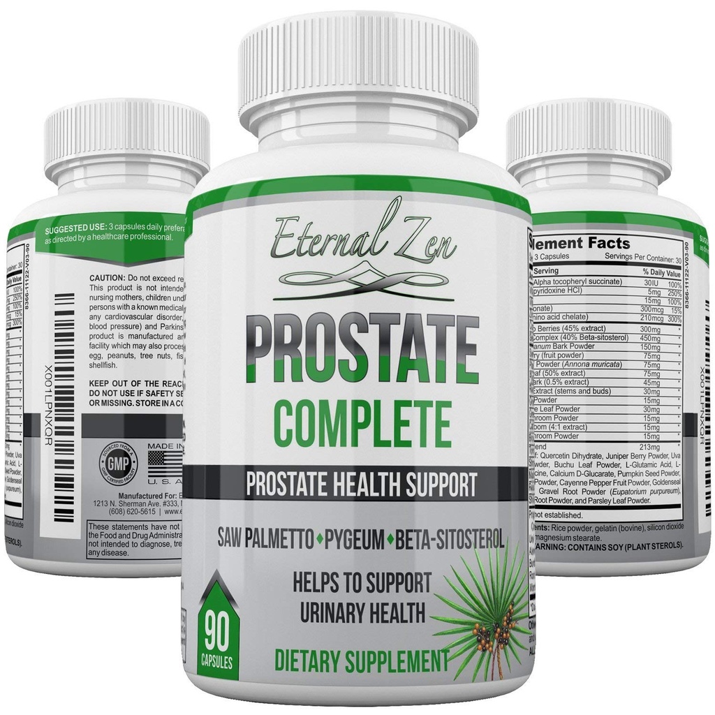 Prostata Complete Herbal Helse støtte kosttilskudd for menn, så Palmetto Stinging Nettle Pygeum Beta-sitosterol Reishi Shiitake, 90 greve kapsel