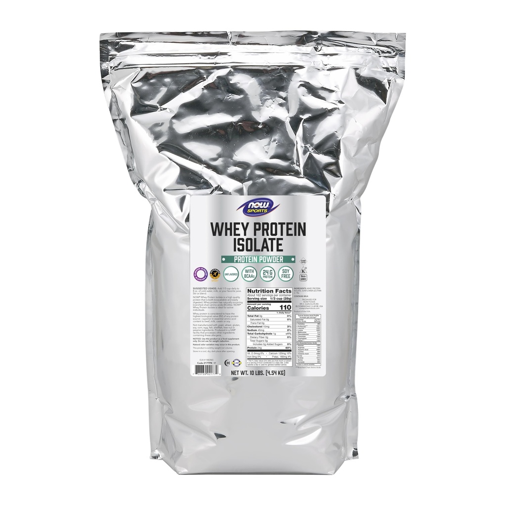 Nå Mat Sport ernæring, Whey Protein Isolate, 25 g Med BCAA, Unflavored pulver, 10-pund