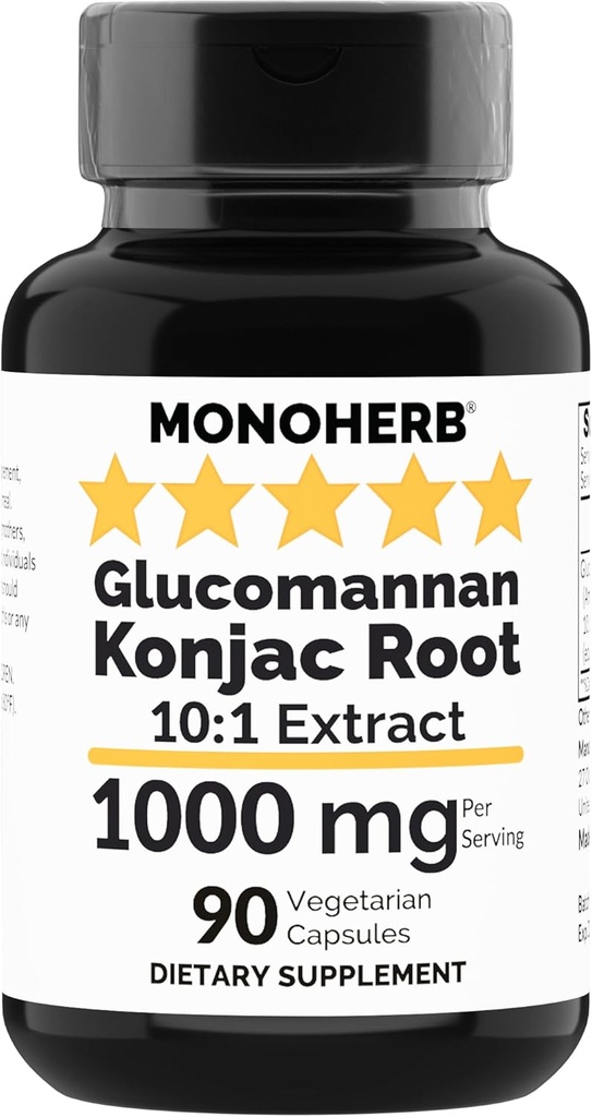 MONOHERB Amorfophallus konjac Radix Extract Glucomannan 1000 mg - 90 Vegetariske kapsler