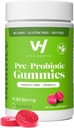 VitaHustle Pre + Probiotiske Gummier, Vegan, Gut helse, Digestion, Bloating, Relief, Immunstøtte, Lavt sukker, Plante Basert, Ikke GMO, Berry Flavor, 50 greve