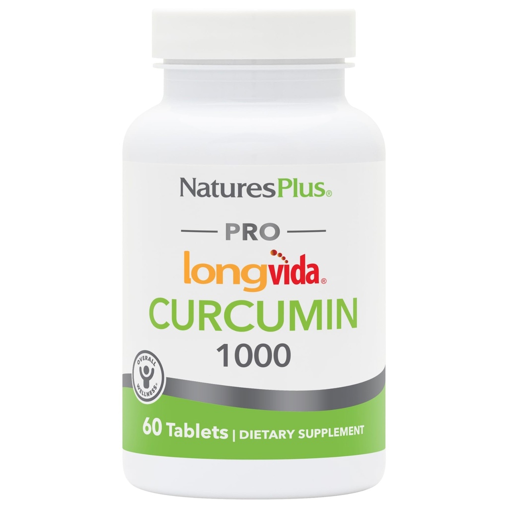 NaturesPlus PRO Longvida Curcumin 1000 mg - 60 tabletter - fremmer sunn gratis radikal beskyttelse - ikke-GMO, Vegan & Glutenfri - 60 Services