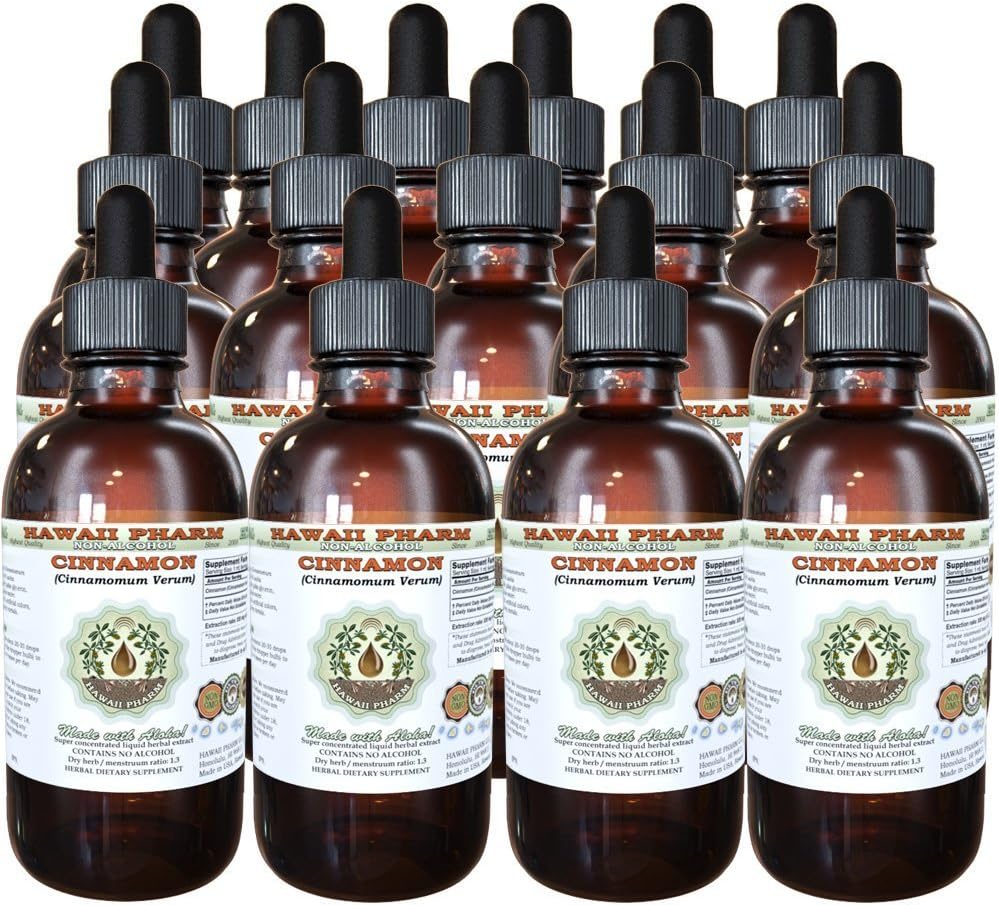 Cinnamon alkoholfri flytende ekstrakt, kanel (Cinnamomum Verum) tørket Bark Glycerite Hawaii Pharm Naturlig Herbal Supplement 15x4 oz