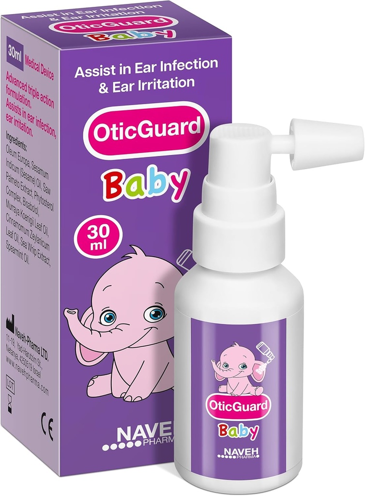 NAVEH PHARMA Otic Guard baby øredråper - naturlig øreolje for ørevoksfjerning og infeksjonsrelief - Gentle ørerenser for babyer, tilhengere og barn - Soothes kløende ører & svømmer ører