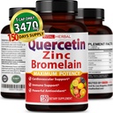 Premium høy renhet Quercetin 98% med Bromelain Capsules for maksimal potens med grønn te Ashwagandha - Støtter total helsestyrke energi - 150 dagers forsyning