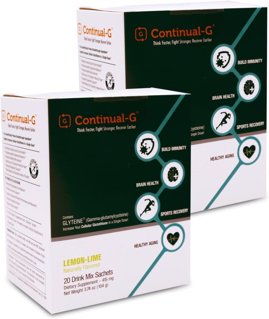 CONTINUAL - G pulver - klinisk bevist Cellular Glutathione Precursor | Fordelene med Glytein & Sunfiber | Immunstøtte, Master Antioksidant, Detox, Hjernehelse og Hudpleie | 40 Sachets