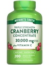 Naturens sannhet Cranberry konsentrat piller | Plus vitamin C | 30 000 mg | 200 Quick Release kapsler | Ikke-GMO & Glutenfri Supplement