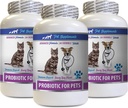 Cats Bad Breath Home Remedy - PROBIOTics for Kjæledyr - Hunde Katter - Dårlig gass og pustebehandling - Avansert immunforsterkning - katt Digestiv suppor - 3 flasker (180 Treats)