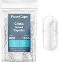 PureCaps USA - Tom Gelatin Pill Kapsler Størrelse 000 | 1000 Registrert ikke-GMO-sertifisert SLS, Gluten, Preservativ Gratis