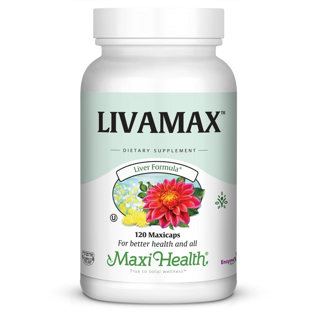 Maxi Health Livamax - Liver Formula - med Melke Thistle og Dandelion Root - 120 Kapsler - Kosher
