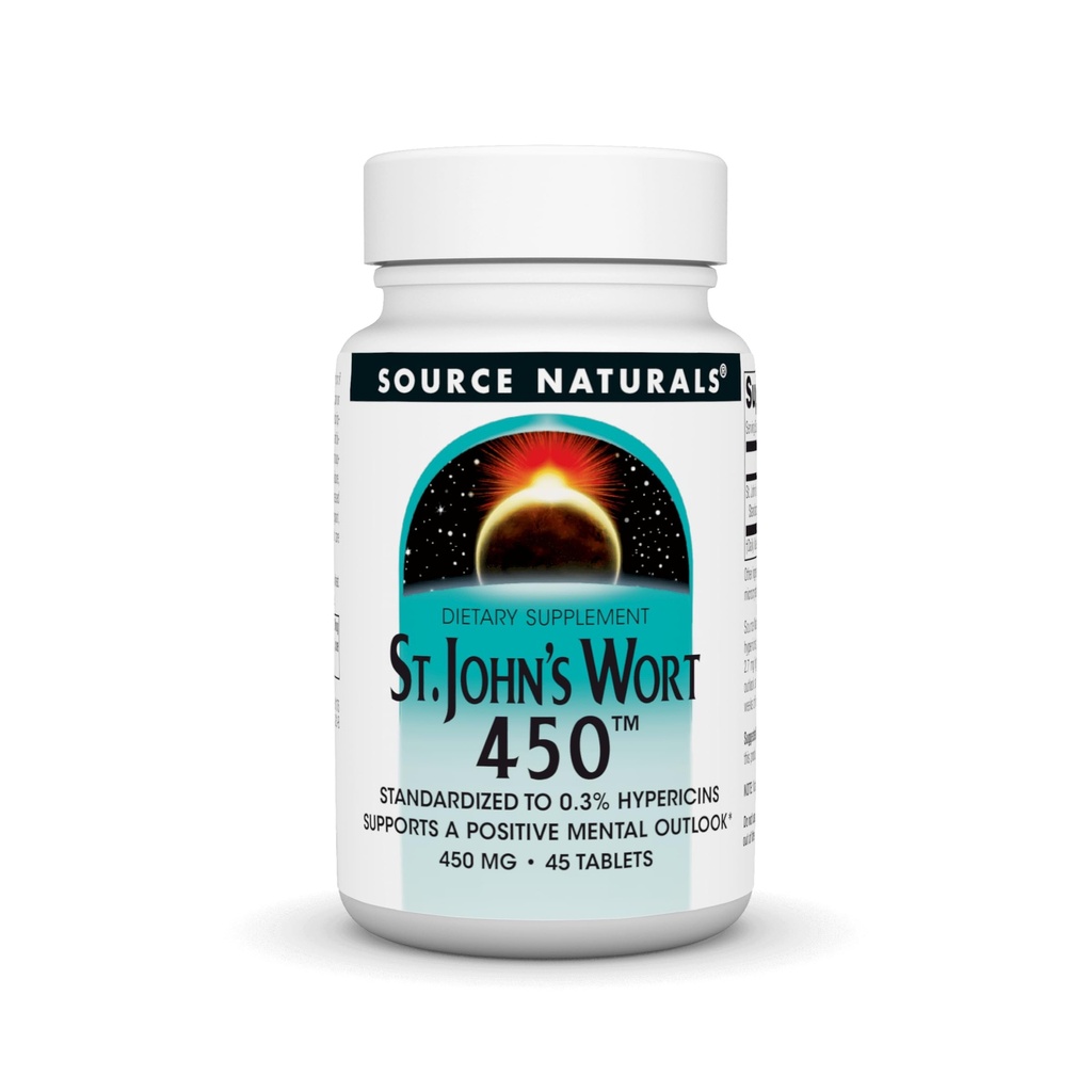 Kilde Naturals St. John's Wort 450 mg støtter en positiv mental Outlook - 45 tabletter
