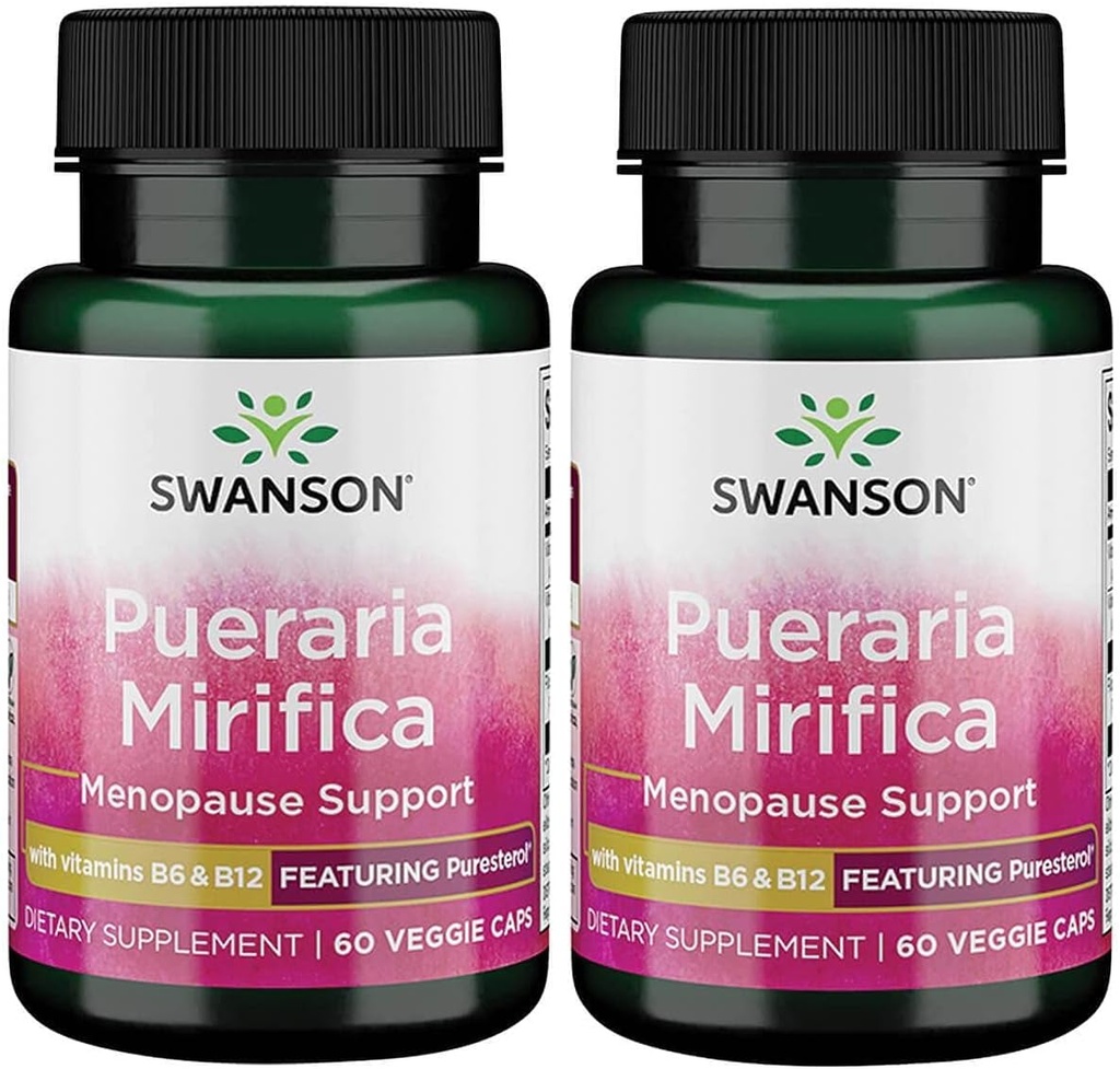 Swanson Pueraria Mirifica med B6 '&' B12 - med puresterol 60 Veg Caps 2 Pack