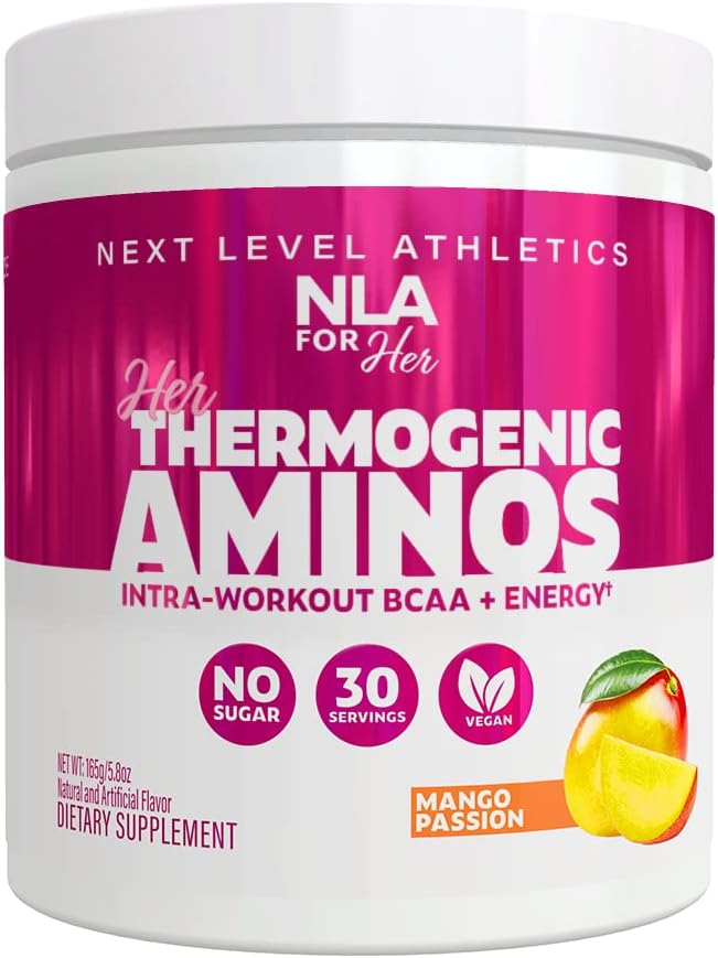 Hennes Thermogenic Amino Kvinners Pre Post & Intra Workout Booster (Mango Passion, 30 serveringer) w BCAA essensielle aminosyrer, koffein, & elektrolytter-Max dine workouts wounds energi-Vegan,Sugar Gratis