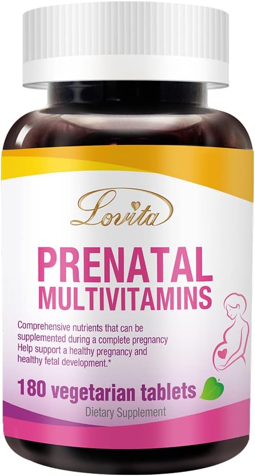 Lovita Prenatal Multivitamins - allsidig næringsstoffstøtte for før, under og etter graviditet - 180 vegetariske tabletter