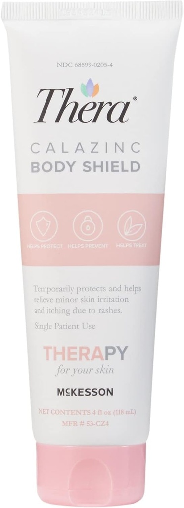 McKesson's Thera Calazinc Body Shield, Calamine med sink krem -Skin Barrier Ointment for Eczema, Psoriasis, Diaper Rash - 4 oz. Tube, 1 greve