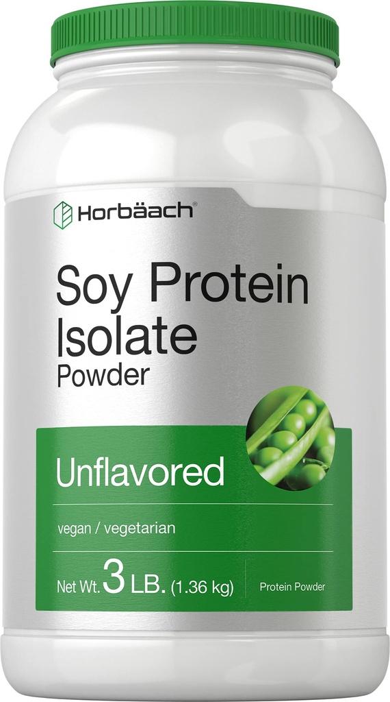 Horbaach Soy Protein Isolat pulver | 3 lb | Unflavored | for kvinner og menn | Vegetarisk, vegansk, ikke-GMO, og Glutenfri