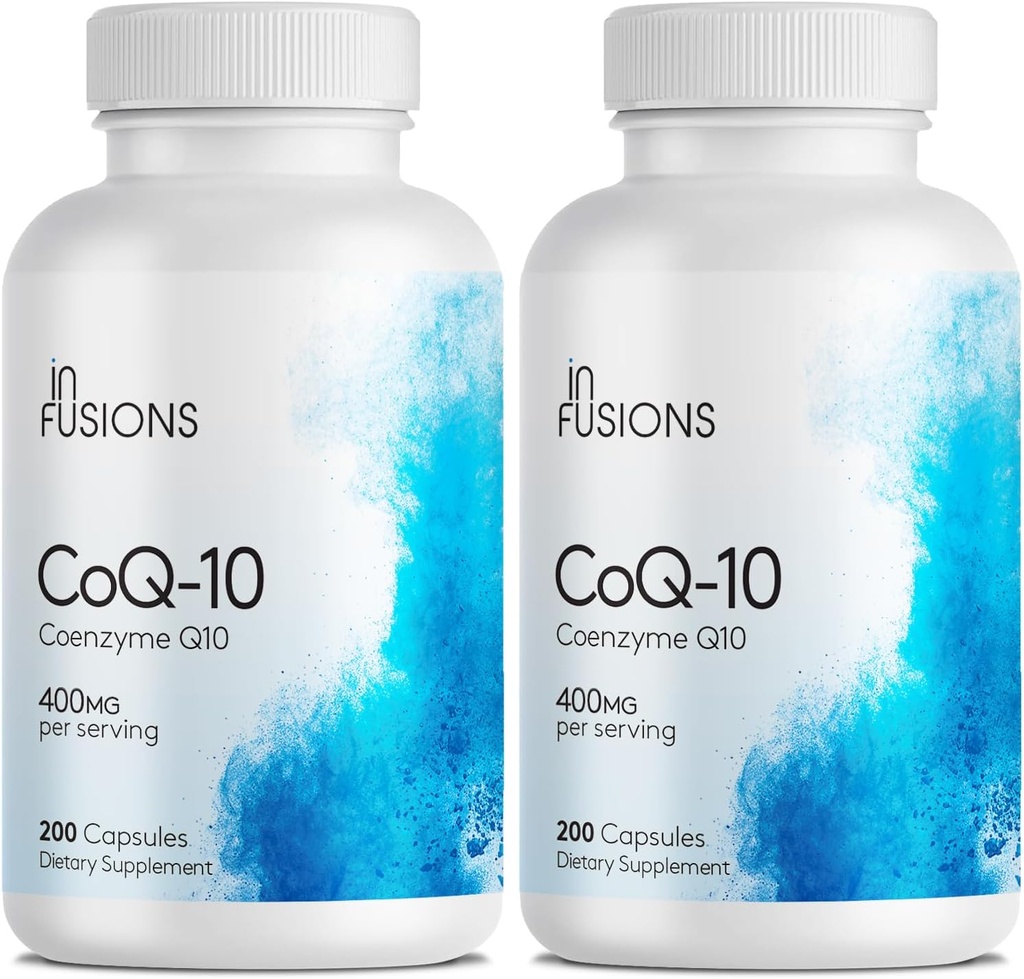 Infusioner ren ekstra styrke CoQ10 400 mg 400 kapsler høy absorpsjon Glutenfri ikke-GMO 2 pakke