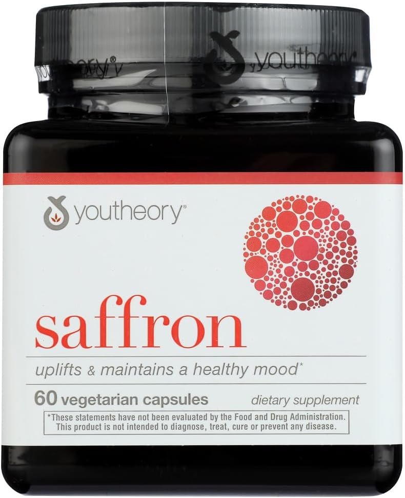Youtheory Saffron Avansert kosttilskudd, hever humør og mental fokus, 60 kapsler