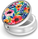 Pill Box-3 sammenlikning liten pille veske for purse & Pocket Mini Metal Pill Holder reise piller beholder å holde kosttilskudd vitaminer BPA-fri (Garden Blomster)