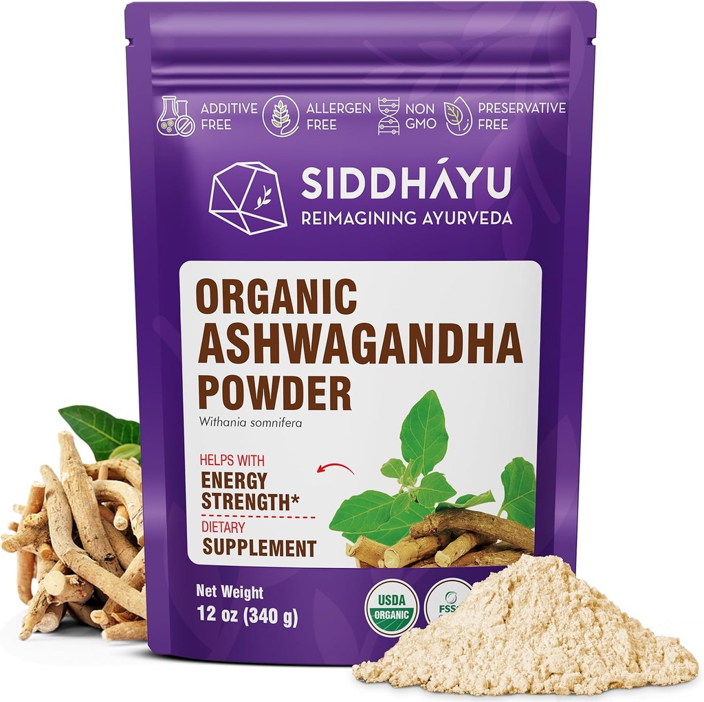 Siddhayu Organic Ashwagandha pulver - 12 oz