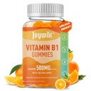 Vitamin B1 Gummies 500 mg, Chewable Thiamine B1 Supplement for voksne, med 600 mg kalsiumcitrat, støtte nervesystem, vegan, naturlig oransje flavor