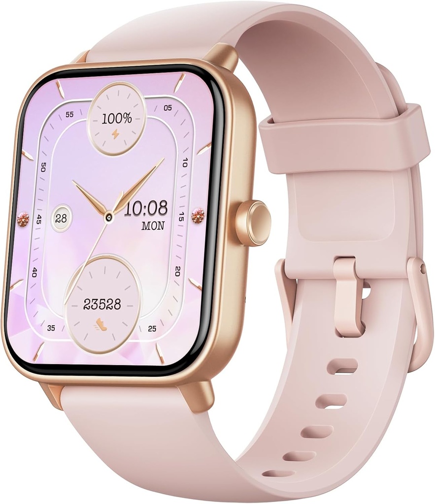 Fitpolo Smart Klokke for kvinner,1,8" Touchscreen Fitness Tracker Bluetooth Call Alexa SpO2 hjertefrekvens Overvåkning Calorie trinn disk Vanntett aktivitet Tracker og Smartwatch for Android iPhone